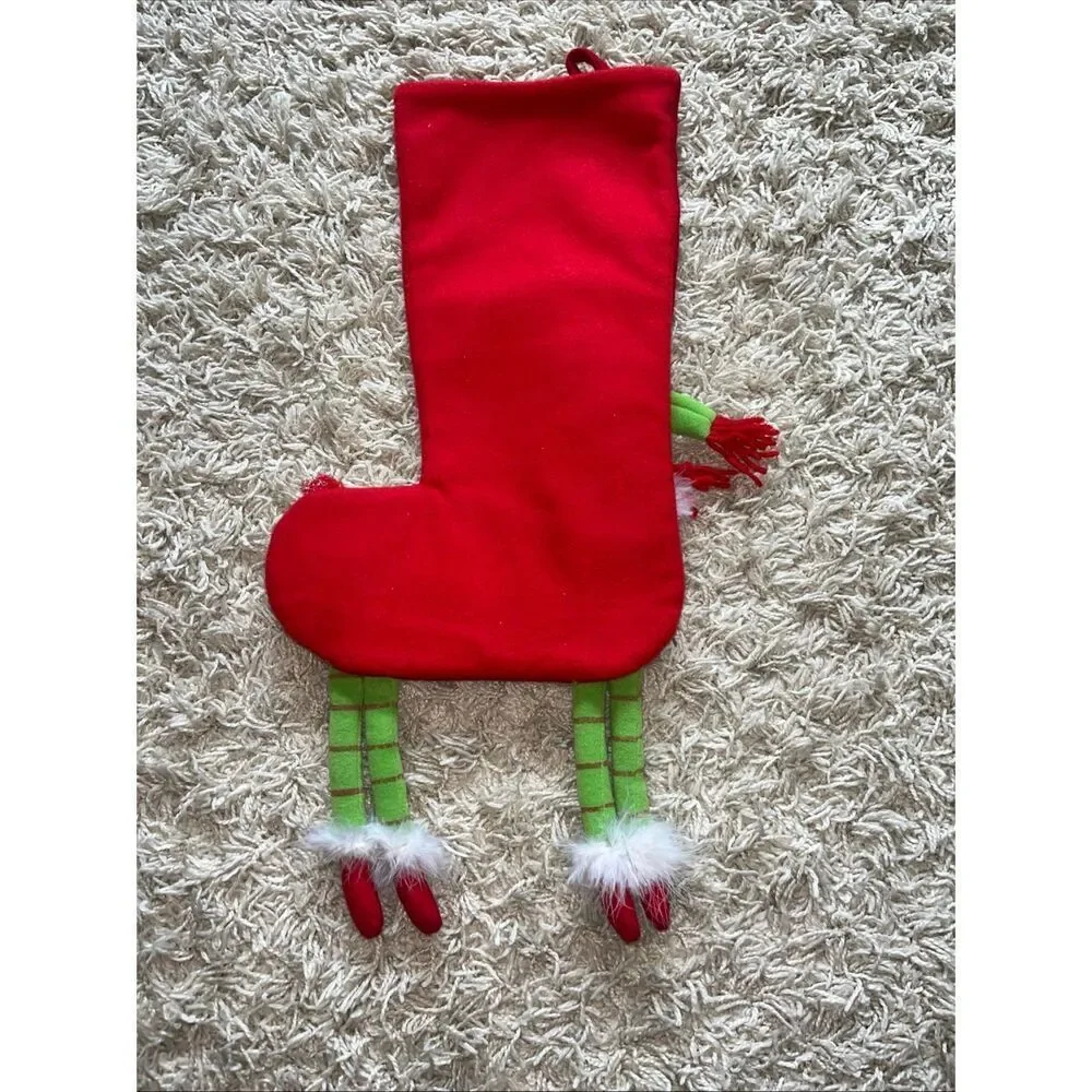 Pier 1 One Imports Festive Reindeer Dangle Legs Sequin Christmas Stocking
